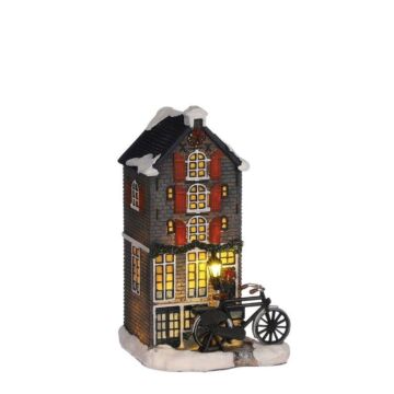 Dutch canal house battery operated - l11xw9,5xh18,5cm