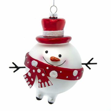 Red & White Snowman glas ornament 12,5 cm - Kurt Adler Red & White Snowman glas ornament 12,5 cm - Kurt Adler