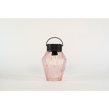 Retro-Solarlampe aus Glas d12h16cm Rosa