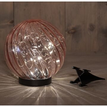 Solarglaskugel mit Stecker rosa 18 cm