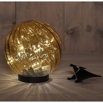 Solarglaskugel mit Bernsteinstecker 18 cm