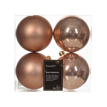 Weihnachtskugeln funkelndes rosa Kunststoff mix Ø 10 cm Satz von 4 - Decoris