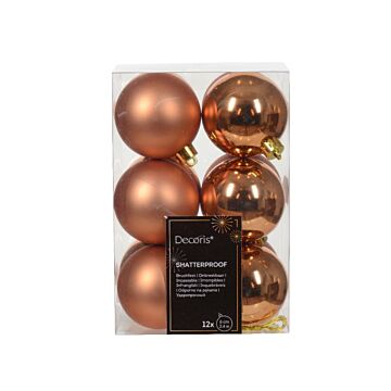 Weihnachtskugeln rot kopfer Kunststoff mix Ø 6 cm Satz von 12 - Decoris