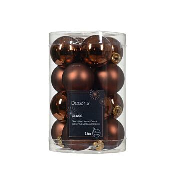 Weihnachtskugeln Glas espresso braun 3,5 cm Satz von 16 - Decoris