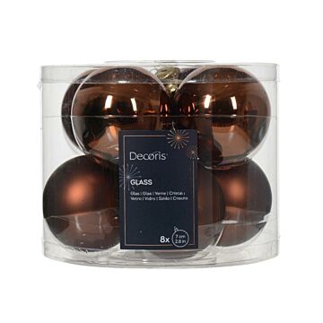 Weihnachtskugeln Glas mix espresso braun Ø 7 cm Satz von 8 - Decoris
