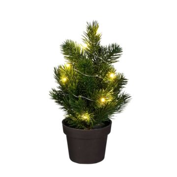 Weihnachtsbaum im Topf grün 10 LEDs mit Batterie 24 cm - Mica