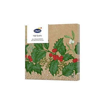 NAPKINS 3-PLY 24X24CM SNOWY BERRIES