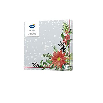 NAPKINS 3-PLY 33X33CM XMAS FLOWERS