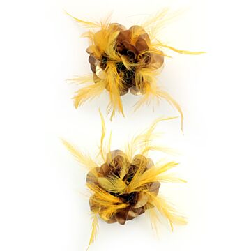 Blume auf Nadel mit Federn, gold