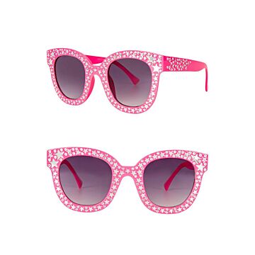 Brille Rosa mit Steinen und dunklem Glas