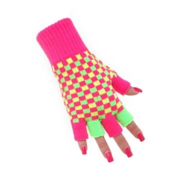 Fingerloser Handschuh neon kariertt