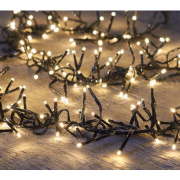 CLUSTER FLASH 1152L/6,9M LED WARMWEISS MIT 96L BLINKEN - 4M LAUFKABEL SCHWARZ -BI-OUT- TRAFO TIMER 8