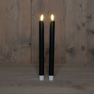 Tafelkerze 3D schwarz 24 cm - 2 Stück