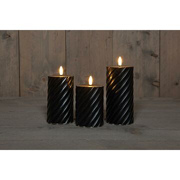 Swirl Outdoor Kerze 3D schwarz 12.5 cm - 3 Stück