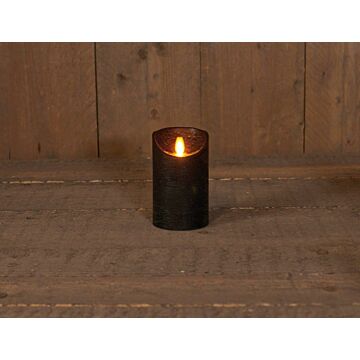 LED Kerze rustikale bewegliche Flamme schwarz 12,5 cm - Anna's Collection