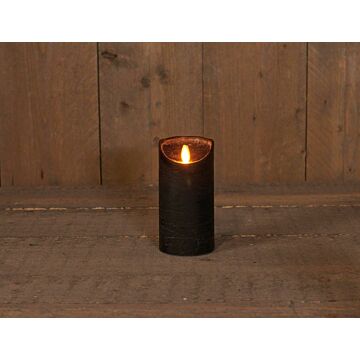 LED Kerze rustikale bewegliche Flamme schwarz 15 cm - Anna's Collection
