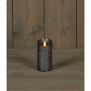 LED Kerze rustikale bewegliche Flamme anthrazit 15 cm - Anna's Collection