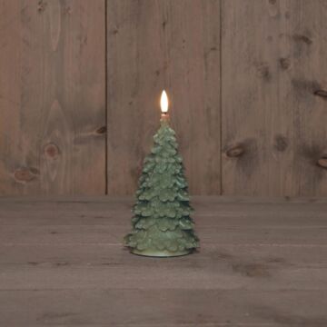 LED Kerze Weihnachtsbaum Wachs 20 cm jadegrün - Anna’s Collection