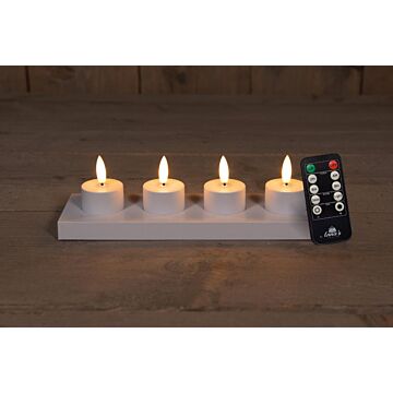 Wiederaufladbare LED Teelichter mit 3D Docht 5 cm weiß 4 Stück - Anna’s Collection