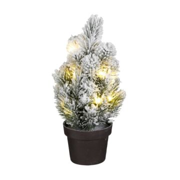 Weihnachtsbaum im Topf grün gefrostet 10 LEDs mit Batterie 24 cm - Mica