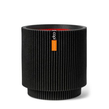 Blumentopf Vase zylinder groove schwarz Ø 36 cm - Capi