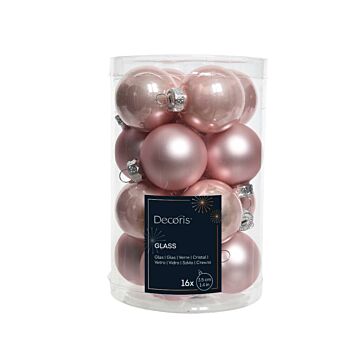 Weihnachtskugeln Glas Puderrosa 3,5 cm Satz von 16 - Decoris