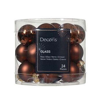 Weihnachtskugeln Glas espresso braun 2,5 cm Satz von 24 - Decoris