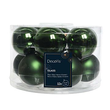Weihnachtskugeln Glas mix dennengrün Ø 5 cm Satz von 12 - Decoris