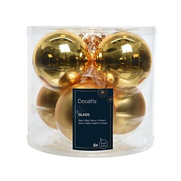 Weihnachtskugeln Glas mix hell Gold Ø 8 cm Satz von 6 - Decoris
