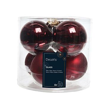 Weihnachtskugeln Glas mix Ochsenblutfarben rot Ø 8 cm Satz von 6 - Decoris