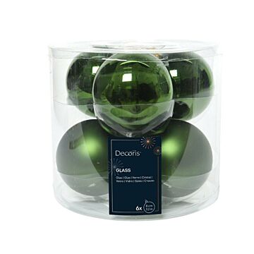 Weihnachtskugeln Glas mix dennengrün Ø 8 cm Satz von 6 - Decoris