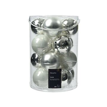 Weihnachtskugeln Glas enamel weiß Silber Ø 8 cm Satz von 16 - Decoris