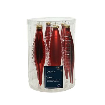 Glasemail Weihnachtsrot Ø 3 cm 6er-Satz - Decoris