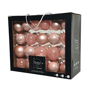 Weihnachtskugeln aus Glas puderrosa 42er-Set - Decoris