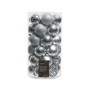 Weihnachtskugeln Mix Silber Kunststoff Ø 6 cm 37er-Set - Decoris