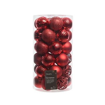 Weihnachtskugeln Mix rot Kunststoff Ø 6 cm Set mit 37 Stück - Decoris