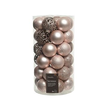 Weihnachtskugeln Mix rosa Kunststoff Ø 6 cm Set mit 37 Stück - Decoris