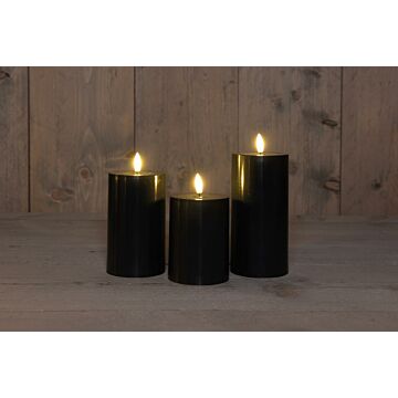 Outdoor 3D Kerze schwarz 12.5 cm - 3 Stück