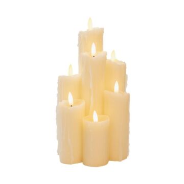 Tropfkerze Elfenbein Wachs 3D Flamme mit Batterie und Timer - Anna's Collection
