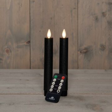 Teelichtwachs LED auf Batterie schwarz 18 cm 2er Set - Anna's Collection