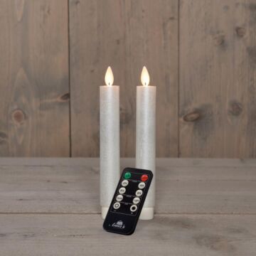 Tischkerze aus Wachs, LED, batteriebetrieben, perlfarben, 18 cm, 2er-Set – Anna's Collection