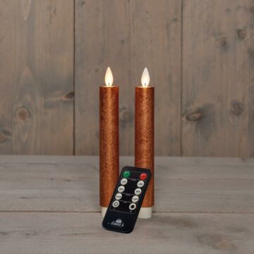 Kerzenwachs LED auf Batterie Kupfer 18 cm 2er Set - Anna's Collection