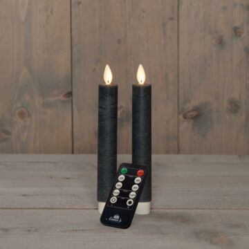Kerzenwachs LED auf Batterie grau 18 cm 2er Set - Anna's Collection
