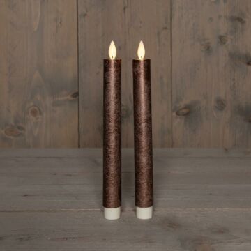 Tischkerze rustikal Wachs auf Batterie Bronze 23 cm 2er Set - Anna's Collection