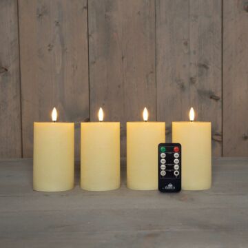 Stumpfe Kerze Wachs LED 3D Flamme weiß 12,5 cm 4er Set - Anna's Collection