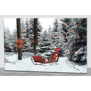 LED-Leinwand Schlitten im Wald 60 cm