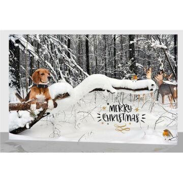 LED-Leinwand Hund und Reh im Schnee 60 cm