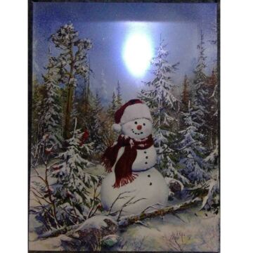 LED-Leinwand Schneemann im Wald 15 cm
