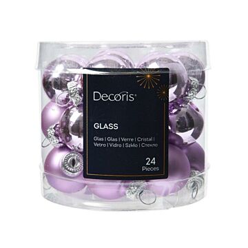 Weihnachtskugel aus Glas Emaille frisch lila Ø 2,5 cm Set mit 24 Stück - Decoris