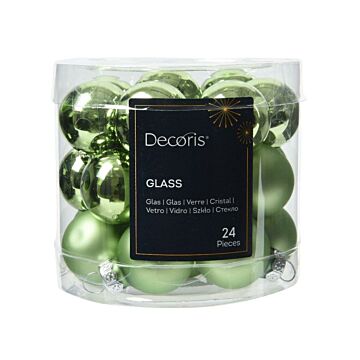 Weihnachtskugel aus Glas Emaille grüner Tee Ø 2,5 cm 24er Set - Decoris